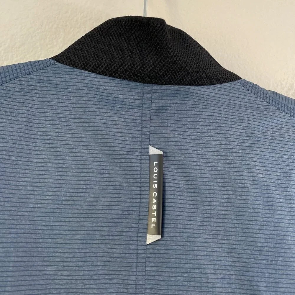 Louis Castel Mens‎ 100 Medium Lightweight Blue Nylon Bomber Jacket Zip Up